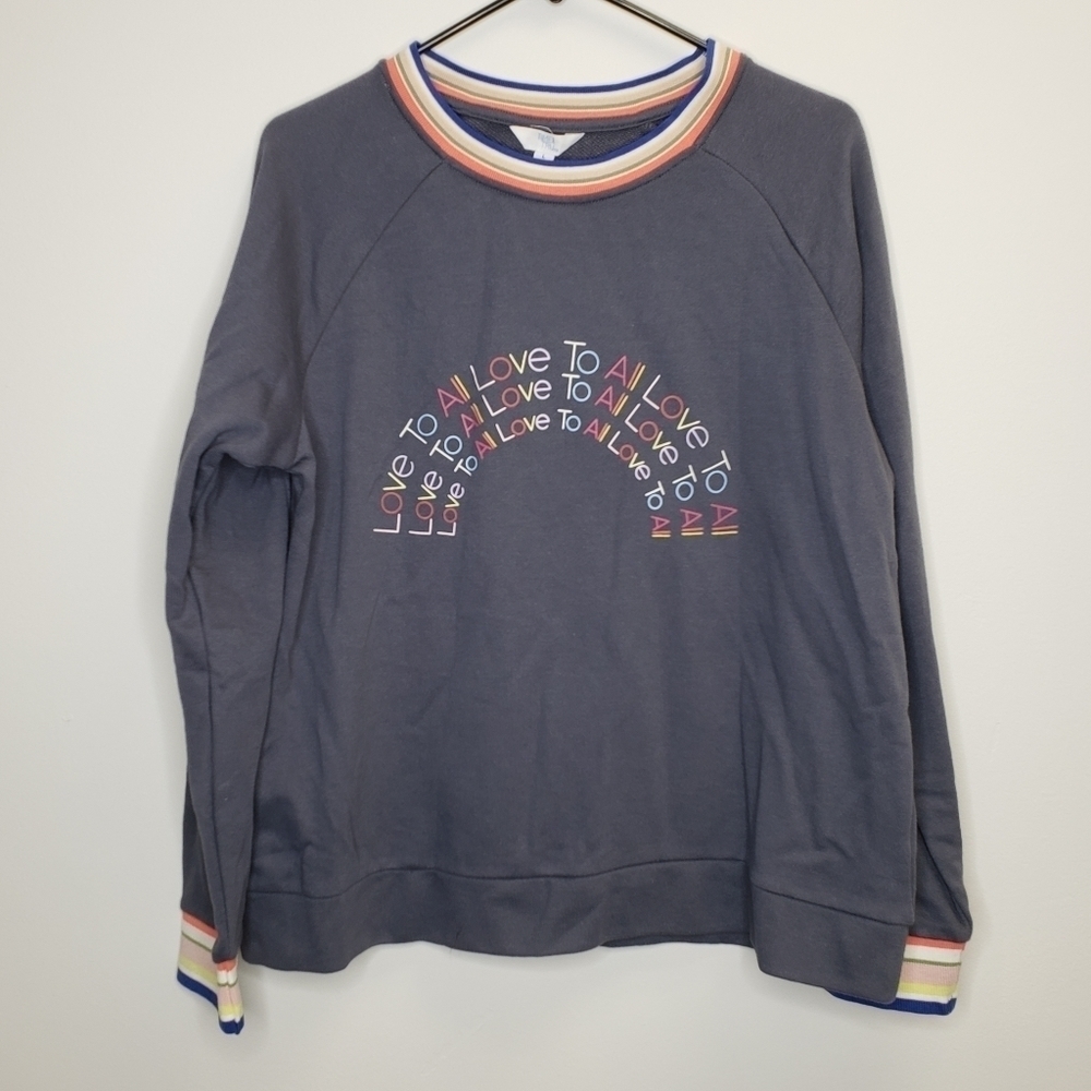 Time and Tru Love To All Rainbow Sweatshirt Womens Size Large